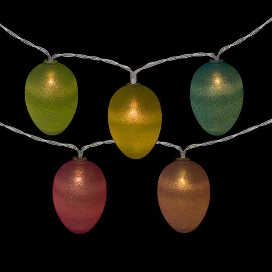 Northlight 10ct. Multicolor Glitter Easter Egg LED String Lights With Clear Wire 8 Northlight 10ct. Multicolor Glitter Easter Egg LED String Lights With Clear Wire - Image 6