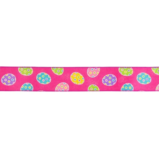 Northlight 2.5" X 10yd. Pink Easter Egg Design Wired Spring Craft Ribbon 3 Northlight 2.5" X 10yd. Pink Easter Egg Design Wired Spring Craft Ribbon