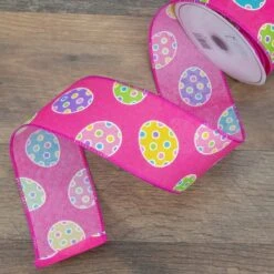 Northlight 2.5" X 10yd. Pink Easter Egg Design Wired Spring Craft Ribbon 8 Northlight 2.5" X 10yd. Pink Easter Egg Design Wired Spring Craft Ribbon -Northlight D761581S 2
