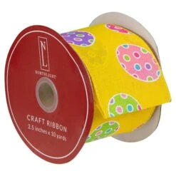 Northlight 2.5" X 10yd. Yellow Easter Egg Design Wired Spring Craft Ribbon -Northlight D761583S 3