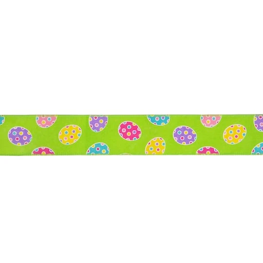 Northlight 2.5" X 10yd. Green Easter Egg Design Wired Spring Craft Ribbon 4 Northlight 2.5" X 10yd. Green Easter Egg Design Wired Spring Craft Ribbon - Image 2