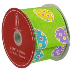 Northlight 2.5" X 10yd. Green Easter Egg Design Wired Spring Craft Ribbon 9 Northlight 2.5" X 10yd. Green Easter Egg Design Wired Spring Craft Ribbon -Northlight D761584S 3