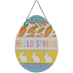 Northlight Hello Spring Colorful Easter Egg Wooden Wall Sign