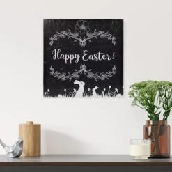 Northlight Black & White Happy Easter Bunnies Canvas Wall Art -Northlight D761707S 2