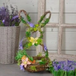 Northlight 14.5" Brown & Green Floral Easter Bunny Decorative Basket 8 Northlight 14.5" Brown & Green Floral Easter Bunny Decorative Basket -Northlight D761708S 2