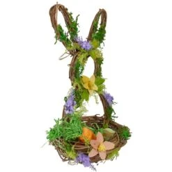 Northlight 14.5" Brown & Green Floral Easter Bunny Decorative Basket 9 Northlight 14.5" Brown & Green Floral Easter Bunny Decorative Basket -Northlight D761708S 3