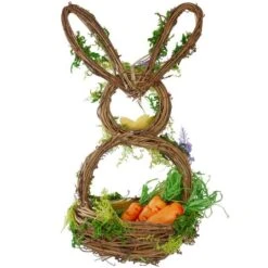 Northlight 14.5" Brown & Green Floral Easter Bunny Decorative Basket 10 Northlight 14.5" Brown & Green Floral Easter Bunny Decorative Basket -Northlight D761708S 5