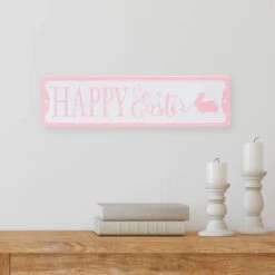 Northlight Pink & White Happy Easter Bunny Metal Wall Sign 8 Northlight Pink & White Happy Easter Bunny Metal Wall Sign -Northlight D761709S 2