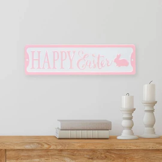 Northlight Pink & White Happy Easter Bunny Metal Wall Sign 5 Northlight Pink & White Happy Easter Bunny Metal Wall Sign - Image 3