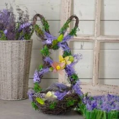 Northlight 14.5" Purple & Green Floral Easter Bunny Decorative Basket 8 Northlight 14.5" Purple & Green Floral Easter Bunny Decorative Basket -Northlight D761710S 2
