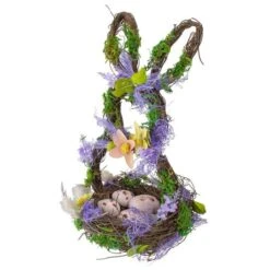 Northlight 14.5" Purple & Green Floral Easter Bunny Decorative Basket 9 Northlight 14.5" Purple & Green Floral Easter Bunny Decorative Basket -Northlight D761710S 3