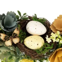 Northlight 9" Easter Egg, Birds Nest & Wooden Flower Wreath -Northlight D761717S 6