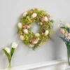 Northlight 13" Green & Pink Easter Eggs With Butterflies Wreath -Northlight D761718S 1