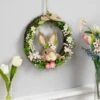Northlight 11" Green & Pink Floral Wreath With Peering Rabbit -Northlight D761719S 1