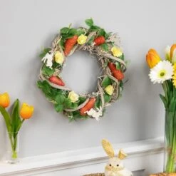 Northlight 11.5" Mixed Floral & Carrots Easter Wreath