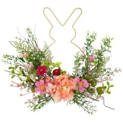 Northlight 16" Easter Bunny & Mixed Floral Wall Hanging Décor