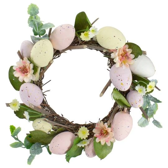 Northlight 8" Pink & Yellow Pastel Easter Egg Wreath 3 Northlight 8" Pink & Yellow Pastel Easter Egg Wreath