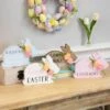 Northlight 8" Floral Bunny Wooden Tabletop Easter Signs, 4ct. -Northlight D761741S 1