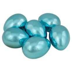 Northlight Metallic Blue Medium Size Easter Egg Decorations, 6ct.