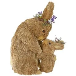 Northlight 12" Brown Mommy & Baby Bunny Sisal Easter Figure -Northlight D761750S 4