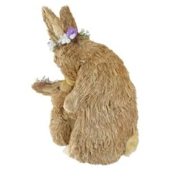 Northlight 12" Brown Mommy & Baby Bunny Sisal Easter Figure -Northlight D761750S 5