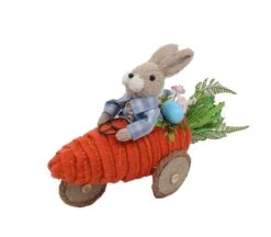 Northlight 13" Blue Easter Bunny With Carrot Car Tabletop Decoration