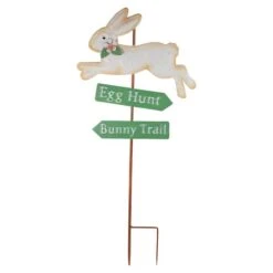 Northlight 25.5" Egg Hunt Bunny Trail Easter Metal Spring Yard Stake