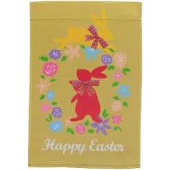Northlight Golden Happy Easter Floral Hopping Bunnies Garden Flag -Northlight D761767S 1 1