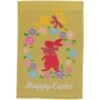Northlight Golden Happy Easter Floral Hopping Bunnies Garden Flag