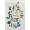 Northlight Beige Welcome Easter Floral Bunny & Butterflies Garden Flag