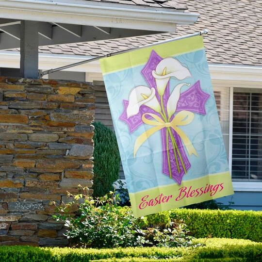 Northlight Multicolor Easter Blessings Cross & Lilies House Flag 5 Northlight Multicolor Easter Blessings Cross & Lilies House Flag - Image 3