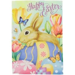Northlight Springtime Colors Happy Easter Bunny & Eggs Garden Flag