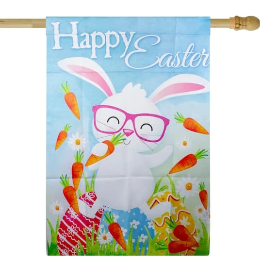 Northlight Colorful Happy Easter Bunny With Carrots House Flag 3 Northlight Colorful Happy Easter Bunny With Carrots House Flag
