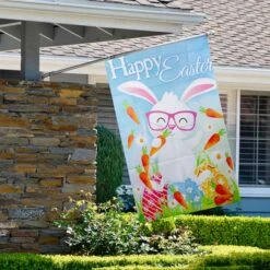 Northlight Colorful Happy Easter Bunny With Carrots House Flag 8 Northlight Colorful Happy Easter Bunny With Carrots House Flag -Northlight D761771S 3