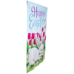 Northlight Colorful Happy Easter Bunny With Tulips House Flag -Northlight D761772S 4