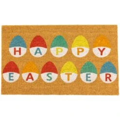 Northlight Natural Colorful Happy Easter Eggs Coir Doormat -Northlight D761775S 1 1