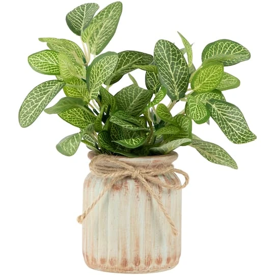 Northlight 8" Reticulated Spring Foliage In Ceramic Pot 3 Northlight 8" Reticulated Spring Foliage In Ceramic Pot