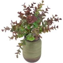 Northlight 10" Real Touch™ Two-Toned Spring Eucalyptus Leaves In Ceramic Pot -Northlight D761780S 3