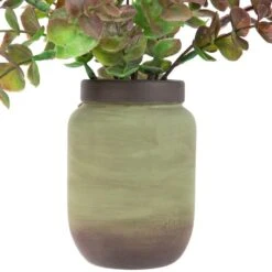 Northlight 10" Real Touch™ Two-Toned Spring Eucalyptus Leaves In Ceramic Pot -Northlight D761780S 4