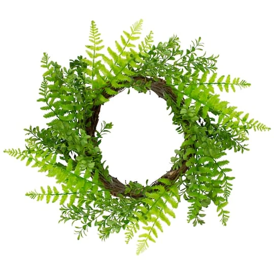 Northlight 18" Green Fern Leaf Springtime Wreath 4 Northlight 18" Green Fern Leaf Springtime Wreath - Image 2
