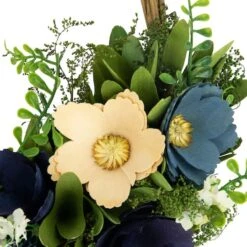 Northlight 12" Blue & Tan Poppy Floral Wooden Spring Basket Wreath -Northlight D761788S 5