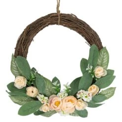 Northlight 14" Mini Peach Rose Half Floral Spring Wreath
