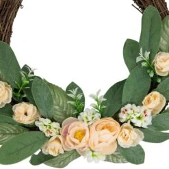 Northlight 14" Mini Peach Rose Half Floral Spring Wreath 11 Northlight 14" Mini Peach Rose Half Floral Spring Wreath -Northlight D761789S 5