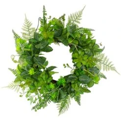 Northlight 24" Maidenhair Fern & Assorted Foliage Spring Wreath -Northlight D761803S 1 1