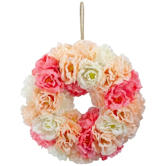Northlight 8" Pink & White Peony Artificial Spring Floral Wreath 4 Northlight 8" Pink & White Peony Artificial Spring Floral Wreath - Image 2