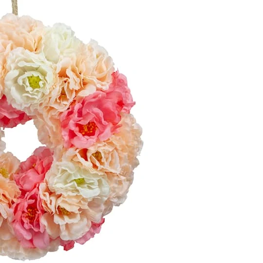 Northlight 8" Pink & White Peony Artificial Spring Floral Wreath 6 Northlight 8" Pink & White Peony Artificial Spring Floral Wreath - Image 4
