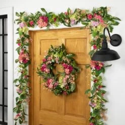 Northlight 24" Leafy Hydrangea Floral Spring Wreath -Northlight D761805S 3