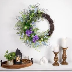 Northlight 24" Mixed Wild Flowers & Twig Wreath 13 Northlight 24" Mixed Wild Flowers & Twig Wreath -Northlight D761808S 4