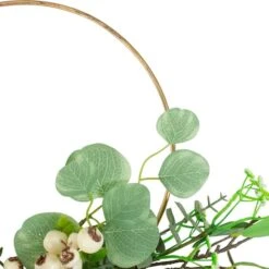 Northlight 30" Green & Gold Eucalyptus Leaf & Fern Golden Ring Wreath -Northlight D761809S 3