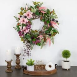 Northlight 24" Succulent & Fern Wreath 12 Northlight 24" Succulent & Fern Wreath -Northlight D761810S 3